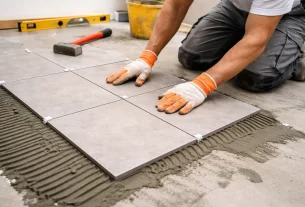 układanie płytek na podłodze